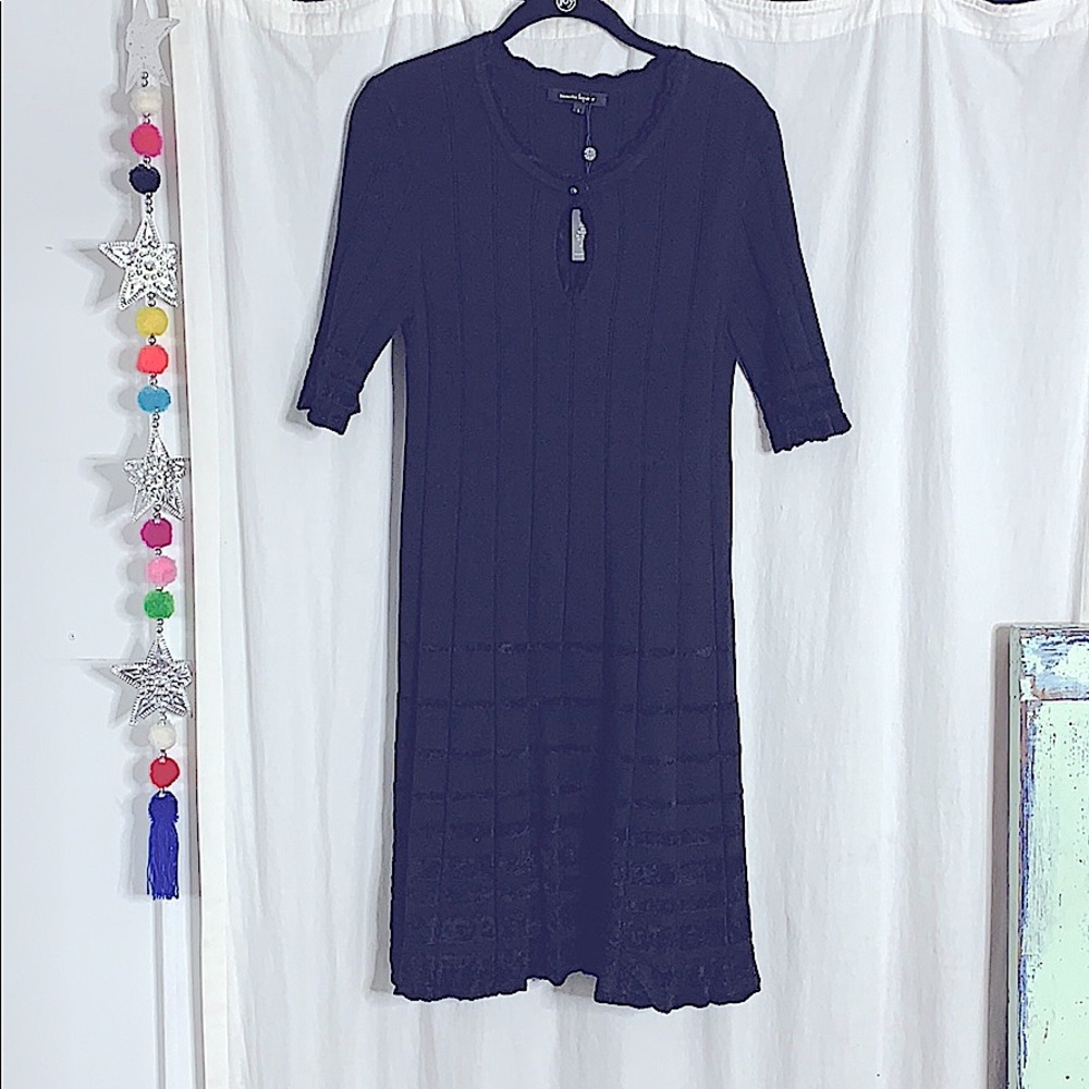 Black knit & velvety Nanette Lepore sweater dress
